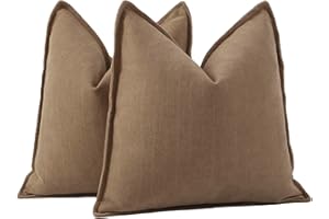 Madizz Juego de 2 Suave Felpilla Chenilla Texturizado Decorativo Funda de cojíns Lujo Estilo Fundas de Almohada para el sofá Dormitorio Marrón Cuadrado 60 x 60 cm