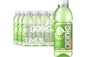 ‎GANIC ganic Vitaminwasser Ananas Kiwi – 12 x 0,5 L PET-Flaschen – Vitamin Booster mit exotischem Geschmack – 100 % natürlich, vegan, isotonisch & kalorienarm – ohne Konservierungsstoffe & Allergene
