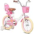 Glerc Maggie 12 14 16 20 Inch Kids Bike for 2-13 Years Old, Girls Bicycle with Doll-Seat & Basket & Stabilisers & Kickstand, Multiple Colors