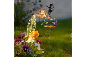 Tremdwoto Solar Garden Lights Outdoor Fairy Lamp, Waterproof Fairy Light with Watering Can Solar Lights, Garden Gifts Decorative for Grave Balcony Lawn Patio Pathway,Gifts for Women