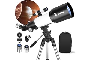 Dianfan Telescopio,70/500mm Telescopio Astronomico Professionale,Telescopio Rifrattore per Adulti e Bambini,con Adattatore per Telefono, Montatura AZ e Treppiede in Acciaio Inox e Borsa Tracolla