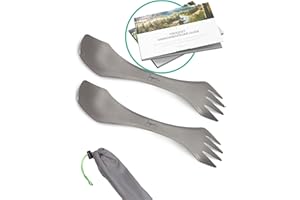 ‎FREIGEIST ESPRIT LIBRE freigeist® Göffel Titan | Ideales Camping Besteckset der Spork Titan | Ultra leichtes Camping Besteck | Outdoor Besteck | Outdoor Geschirr | Göffel, Messer Gabel Löffel Set, Titan Campingbesteck..