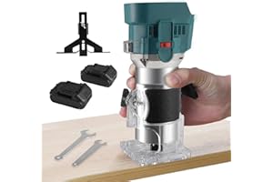 UPROZIL 30000RPM Cordless Hand Router Tool with 2 Batterys,Palm Router Trimmer with Six-Speed Gearbox Control,Woodworking Hand Router with Trimmer Base,Cordless Wood Router Tool for Woodworking