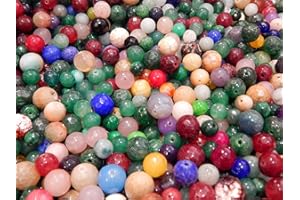 PERLIN Juego de cuentas redondas de piedras preciosas, 8 ~ 16 mm, cuarzo, aventurina, broncita, amatista, jade, jaspe, sodalita, unaquita, turquesa, rubí en zoisit, obsidiana y ágata.