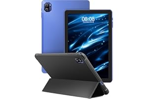 Haehne Tablette Android, Tablette 10 Pouces, Tablette Tactile, WiFi, GPS, avec Coque, Bleu