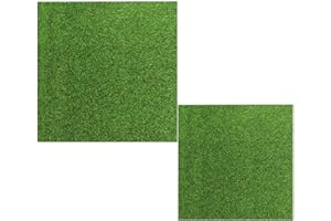 WeddHuis 2 pezzi Mini Erba Artificiale, Miniature Decorazione, Tappeto in Giardino, in Plastica Prato per Fai da Te Ornamento del Giardino, Finta, Prato Finto per Esterno (15x15cm)