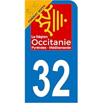Stickers Plaque Immatriculation Moto/Scooter – Département 09 Ariège – Région Occitanie – Lot Officiel