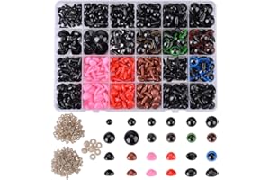 Queta Set Occhi di Sicurezza, 847 Occhi in plastica Occhi e nasi di Sicurezza, Accessori Giocattolo Artigianali Fai-da-Te per Bambole, Peluche e Pupazzi