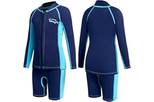 Yikayin Muta, Bambini 2 mm Due Pezzi Ragazzi Ragazze Mute Bambino Neoprene Costume da bagno termico manica lunga Top + pantaloncini Tenere caldo Tuta subacquea per Watersport