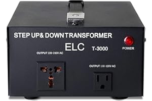 ELC T Series 3000+ Watt Voltage Converter Transformer - Step Up/Down - 110v to 220v / 220v to 110v Power Converter - Circuit Breaker Protection, CE Certified [3-Years Warranty]