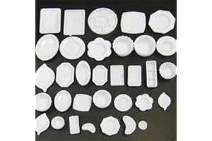 JinYu Juego de 33 Platos de plástico para casa de muñecas, Muebles de casa de muñecas, Bricolaje en Miniatura