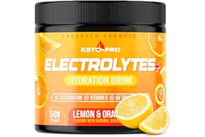 KETO-PRO FUELLED BY FAT Keto-Pro Keto Electrolytes 250g | Electrolyte Powder Supporting Your Fasting, Health & Fitness Goals | 50 Servings | Lemon Orange Flavour