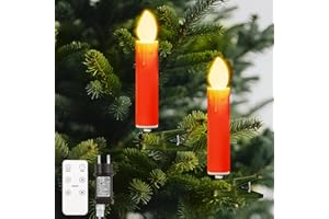 Lewondr 20 Pezzi LED Albero di Natale Candela Luci, Clip Tremolante su Cndele senza Fiamma con Timer remoto e 4 Modalità, Albero di Natale Candela Luci Ornamenti Vacanza per Alberi di Natale, Rosa
