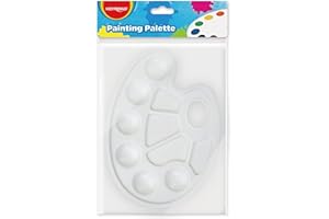 Paleta de Pintura - Color Blanco - Ideal para Témperas - 6 Huecos para Pintura y Mezcladores - Fácil de Lavar - Material de Plástico Resistente - Keyroad