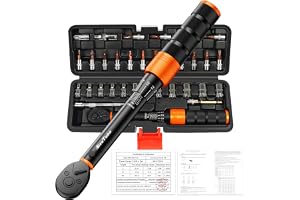 AivaToba 33TLG momentnyckel cykel 1/4 tum set 2–24 Nm | ± 3 % Click momentnyckel med uttag och bits (Hex, Torx, 4–13 mm), ada