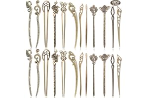 MERYSAN 24 Stücke Chinesische Damen Haar Stäbchen, AUHOTA Antike Bronze Dekorative Haar Sticks Essstäbchen, Antiquität Retro Vintage Haarnadel für Haar DIY Zubehör(12 Stile)
