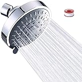 JINYOMFLY Rainfall Shower Head, Round Fixed Shower Head, High Pressure Shower Head, Anti-limescale Shower Head, Water Saving