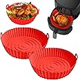 JOKBEN 2Pcs Air Fryer Liners, Reusable Air Fryer Silicone Basket, Air Fryer Accessories, Air Fryer Silicone Liner Replacement of Parchment Liner Paper Air Fryer Basket Fits Air Fryer (Red)