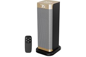 DDHTSAL Stufetta Elettrica Basso Consumo - 2000W PTC Termoventilatore,3 Modalità,ECO,Timer 12H,70° Oscillazione,Telecomando,Protezione da Surriscaldamento/Ribaltamento,Basso Rumore,Portatile,Casa