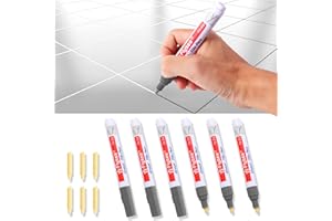 VOZITUG Fugenstift Grau, 6 Stück Fugenstift Fugenmörtel mit Ersatzspitze, Wasserfest Fugenstift Anthrazit Lackstift Stift Fugen Reparatur Marker für Fliesen Wand Boden Von Fliese Badezimmer Und Küche