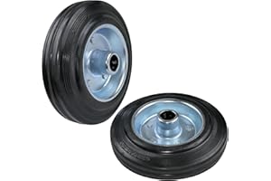 AERZETIX - C58900 - Lot de 2 Roues roulettes de chariot Ø160 mm avec roulement à aiguilles - capacité de charge 130 kg - couleur de roue: noir en caoutchouc - jante en acier