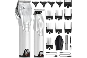 Profi Haarschneidemaschine und T-Klingen Trimmer Kit für Herren - Slopehill Schnurloser Barber Haarschneider Mit LED -Anzeige, Präzisions Haartrimmer Bartschneider Barttrimmer Set für Männer