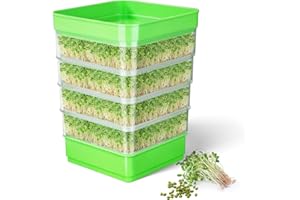 WYWY.Wide Kit di germinazione di semi, kit per la coltivazione di germogli di fagioli a 4 piani, vassoi da coltivazione di microrganismi verdi impilabili per fagioli, erba di erba di grano