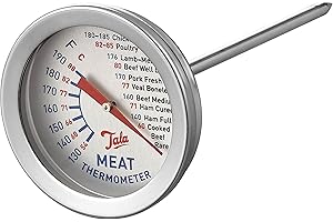 Tala Meat Thermometer with 2 inch Wide Easy to Read dial, Classic Style Probe to Ensure Meat Cooked to Required Level, Measures from 130 to 190 Degrees Celsius