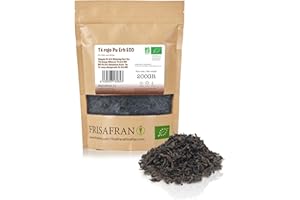 FRISAFRAN | Té Rojo Pu Erh Ecológico granel 200g | Adelgazante | Diurético | Digestivo | Detox | Quemagrasa | Te Drenante | te rojo adelgazante | té rojo pu erh | natural | infusion sin aditivos