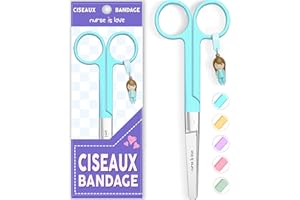 NURSE IS LOVE Mayo Ciseaux infirmiere, ciseaux infirmier bout rond | infirmiere accessoires avec motifs uniques à pansement compressif | lames aiguisées inox | idéal trousse de secours