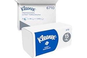 ‎KLEENEX Kleenex Ultra Papierhandtücher mit Interfold Faltung 6710, 3-lagige Papiertücher mit V-Faltung, mit Airflex Technologie und FSC-Papier, 15 Packungen x 96 Handtücher(1.440 Falthandtücher)