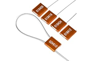 Lzbignun 50 Security Cable Seals - Numbered Anti-Tamper Steel Wire Tags, Metal Tie Wire for Trailers, Pull-Tite Container Seals, Self-Locking Cable Ties, Yellow