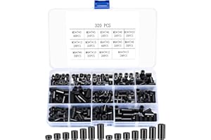 JinZeYou Okrągłe Tuleje Dystansowe do Śrub M3 M4, Nylonowe, Izolowane Podkładki Bez Gwintu, Kolumny, Czarne ABS Zestaw 320 Szt