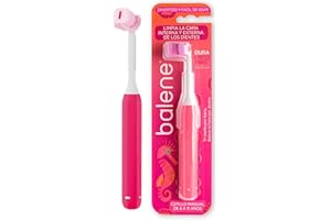 BALENE - Cepillo de Dientes de Doble Cara para Niños, Limpia el Interior y Exterior de la boca, Filamentos Antibacterianos, Cabezal Suave y Flexible, Mango Giratorio, Color Fucsia
