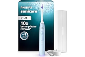 Philips Sonicare 6100 Elektryczna szczoteczka do zębów, szczoteczka soniczna z 2 trybami szczotkowania i 3 poziomami intensywności, EasyStart, kolor jasnoniebieski, HX7406/02 [Nowa technologia]