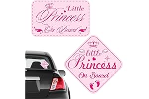 JINGIHE Baby on Board for Cars, 2PC Little Princess on Board Decals, Baby Signs for Cars, Vinyl Funny Car Automotive Stickers Window Decal, Truck Accessories, Newborn Car Essentials