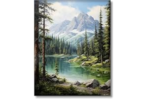 Gutluz Malen Nach Zahlen Erwachsene Zylinder leinwand Landschaftswälder mit 4 pcs Pinseln Acrylpigment 40 × 50 cm Geschenk für Erwachsene und Mädchen（Rahmenlos）