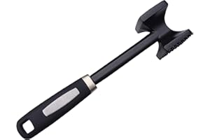 Checkered Chef Attendrisseur de viande. Meilleur marteau/maillet/pilon pour attendrir le steak, le bœuf et la volaille. Construction en métal massif avec caoutchouc confort G