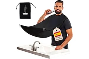 TILLMANN'S Delantal para la barba para hombre, incluye bolsa de almacenamiento, 2 ventosas adicionales [Negro]