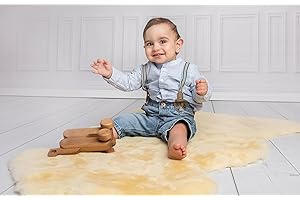 HOLLERT GERMAN LEATHER FASHION Baby Lammfell 120-130 cm Baby echtes Merino Schaffell Naturform waschbar superweich Premium Qualität chromfrei schadstoffarm für Kinderwagen Krabbelunterlage Buggy Babybett