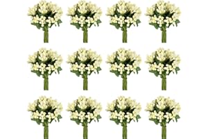 BETESSIN 144pz Pistilli Artificiali di Fiori per Bomboneire Mini Teste Artificiali Pistillo Fiori Finti con Stelo per Decorazione Centrotavola Segnaposto Matrimonio Nozze Compleanno Comunione Festa