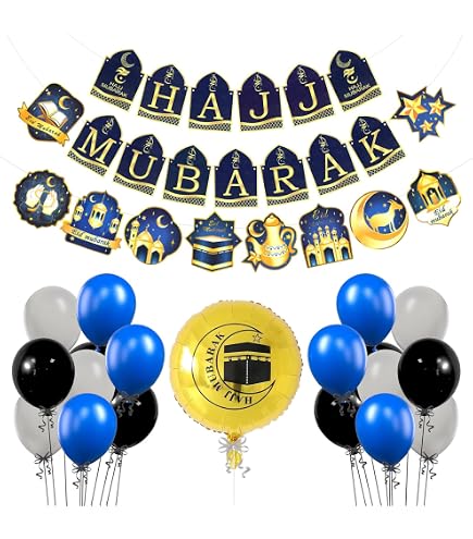 thumbnail image 2 of Umrah Mubarak Gold Foil Balloons (3 Pack) – Muslim Holiday Party Decorations 2 of 5