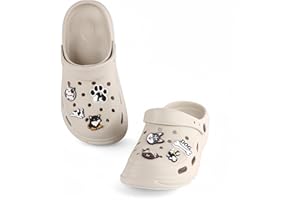 CHILLIFE Zuecos de Plataforma de Mujer con Charms de Perros Removibles, para Trabajo, Playa y Jardín – Fabricado en Portugal