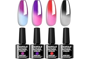 Croitout UV Farbwechsel Gel Nagellack Set, Thermo Shellac Gellack Kit, Mehrfarbig Ablösbarer Nagelgel Farbgel Nagel, Chameleon Polish Set 4 x 7.3ml (4WB-015, 4WB-015)