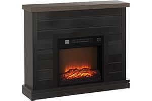 HOMCOM Chimenea Eléctrica 1800W Chimenea Decorativa con Efecto de Llama Mando a Distancia Temporizador Semanal Protección contra Sobrecalentamiento para Sala 30 m² Gris Oscuro