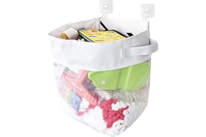 Comzantor Organizador de Juguete de Baño, Almacenaje Juguetes Bañera, Red de Bolsa Almacenamiento, Cesta Organizadores con Ganchos Autoadhesivos Accesorios Ducha, para Niños Bebés Juguetes, blanco