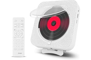 Adirigo CD-Player mit Bluetooth – Wandmontierbarer Musik-Player Home Audio Boombox mit LCD-Display und Staubschutz, integrierte HiFi-Lautsprecher mit Fernbedienung FM Radio MP3