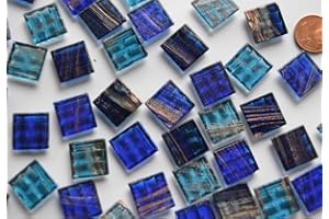 BAZARE MASUD E.K. 100 St. Glas Mosaiksteine Flimmer Blaumix, 1,5x1,5cm, ca. 145g