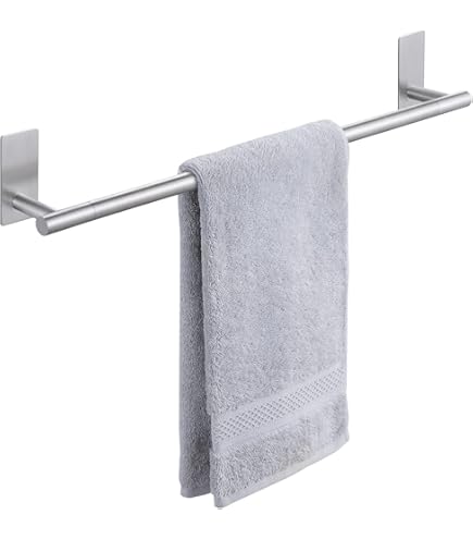 WEISSENSTEIN Handdoekstang roestvrij staal zonder boren 60cm zwart - handdoekhouder badkamer zelfklevend zwart