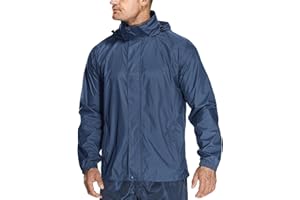 mosingle Mens Waterproof Packable Jacket, Foldaway Hood Rain Jacket Mens Coat Raincoat Lightweight Windbreak for Spring Travelling Outdoor